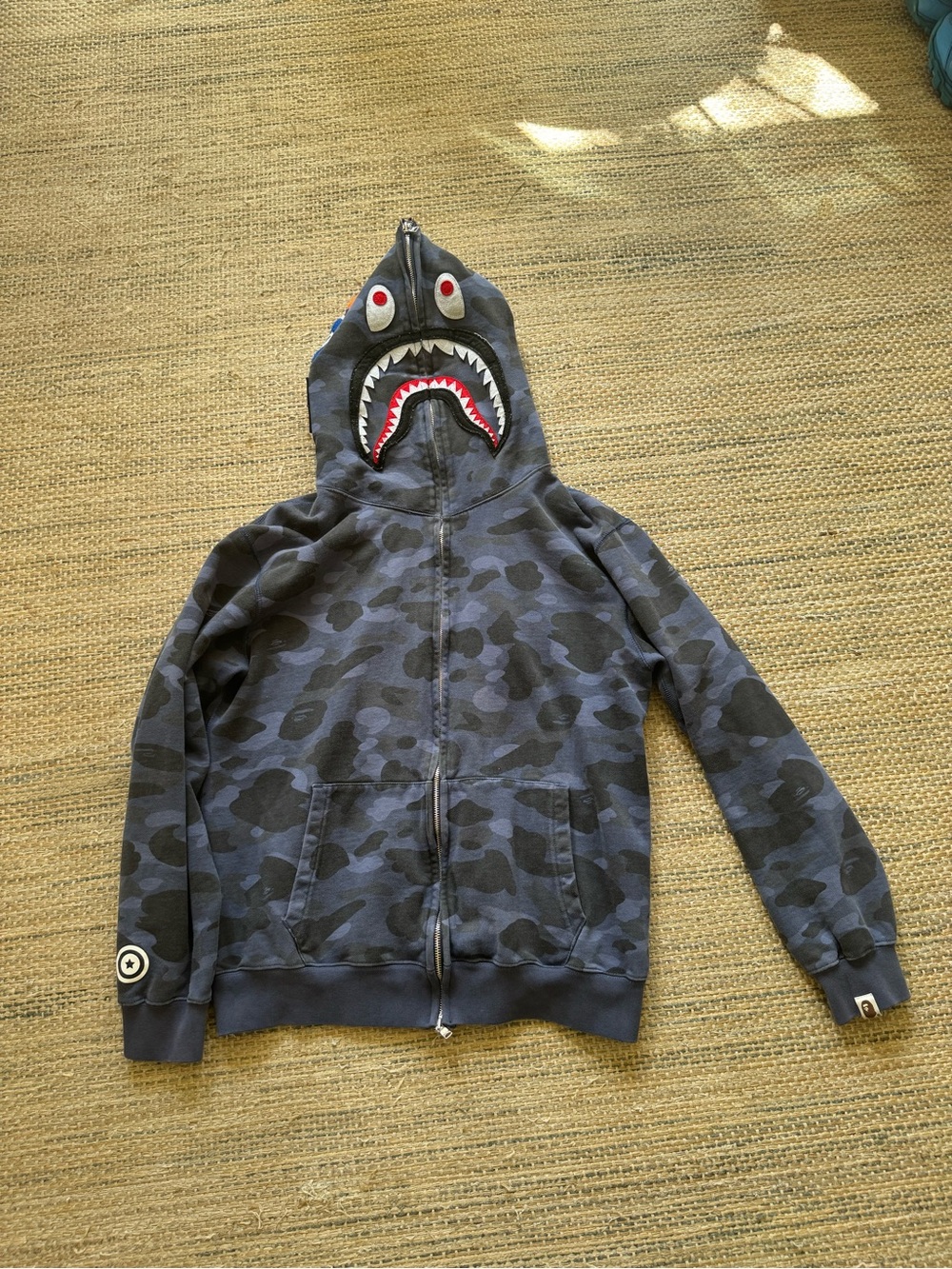 Bape Shark Full-Zip Hoodie in Navy/Gray Camo